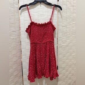 Red Floral Ruffle Dress